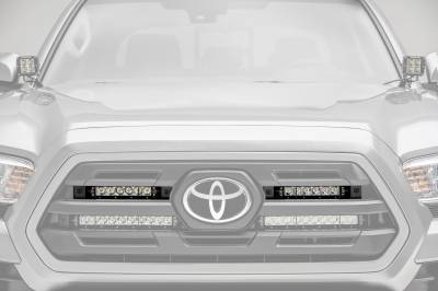 ZROADZ OFF ROAD PRODUCTS - 2018-2019 Toyota Tacoma OEM Grille LED Kit with (2) 6 Inch LED Straight Single Row Slim Light Bars - PN #Z419511-KIT - On Sale -Blow Out