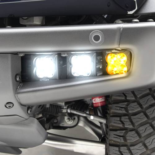 ZROADZ OFF ROAD PRODUCTS - 2021-2026 Ford Bronco Front Bumper OEM Fog Amber LED Kit with (2) 3 Inch Amber LED Pod Lights and (4) 3 Inch White LED Pod Lights- PN #Z325401-KITAW
