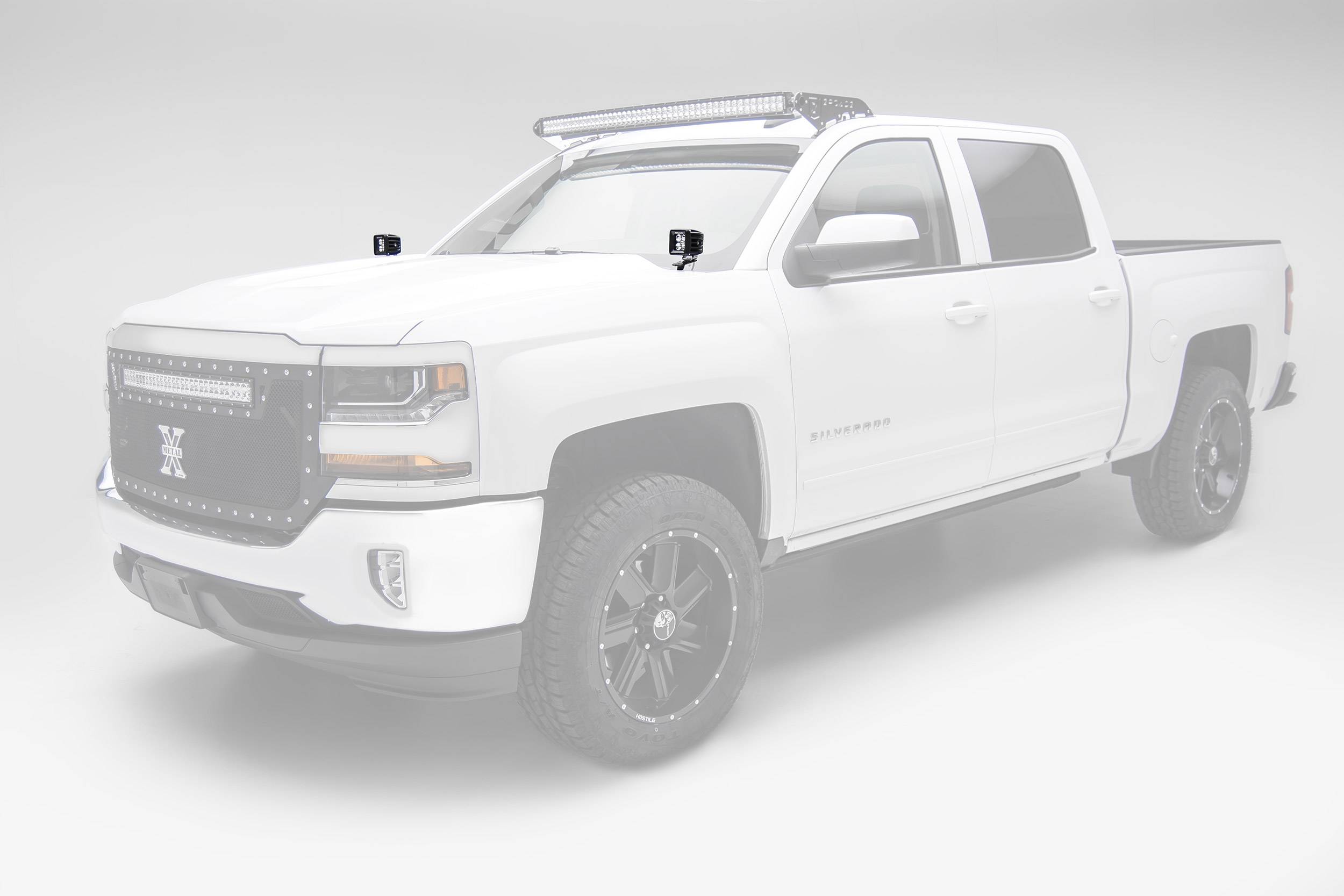 ZROADZ OFF ROAD PRODUCTS - 2014-2018 Silverado, Sierra 1500 Hood Hinge LED Bracket to mount (2) 3 Inch LED Pod Lights - PN #Z362081 - Image 1