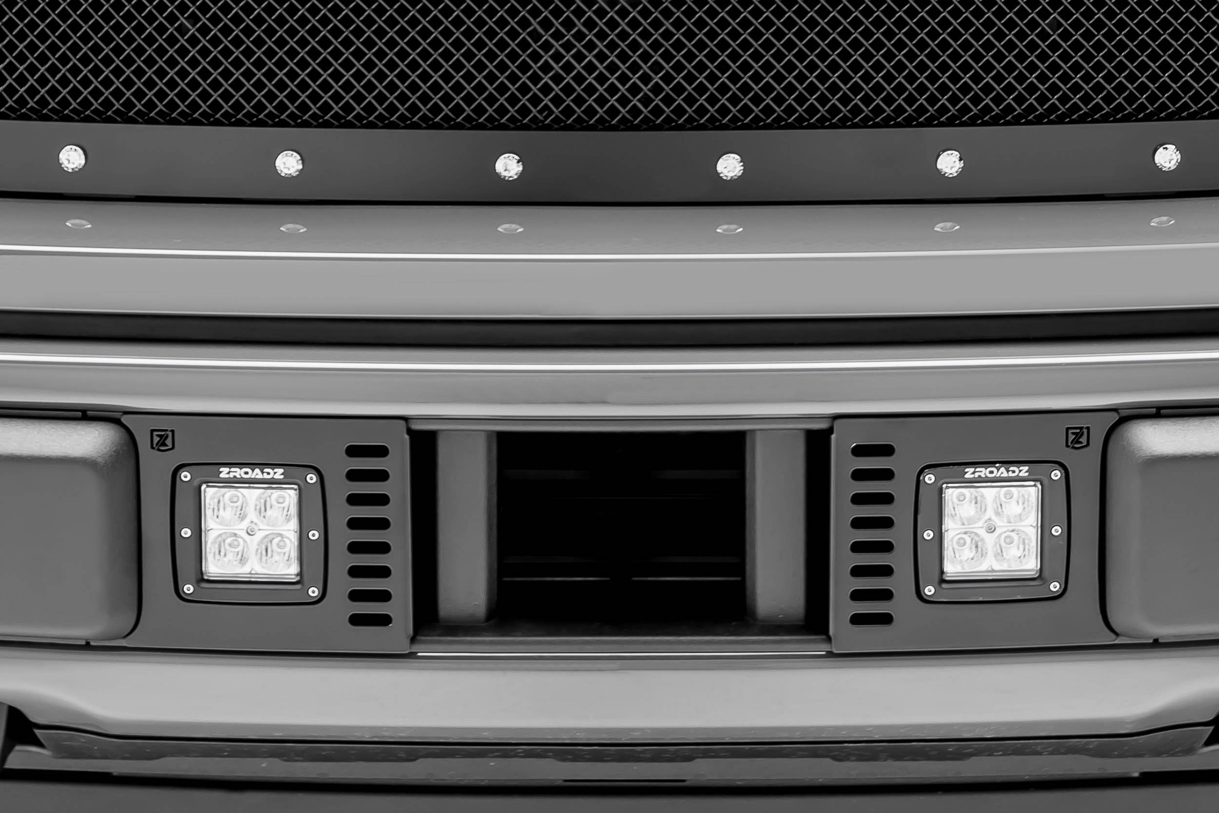 ZROADZ OFF ROAD PRODUCTS - 2018-2020 Ford F-150 Lariat, Limited Front Bumper Center LED Kit with (2) 3 Inch LED Pod Lights - PN# Z325711-KIT - Image 1