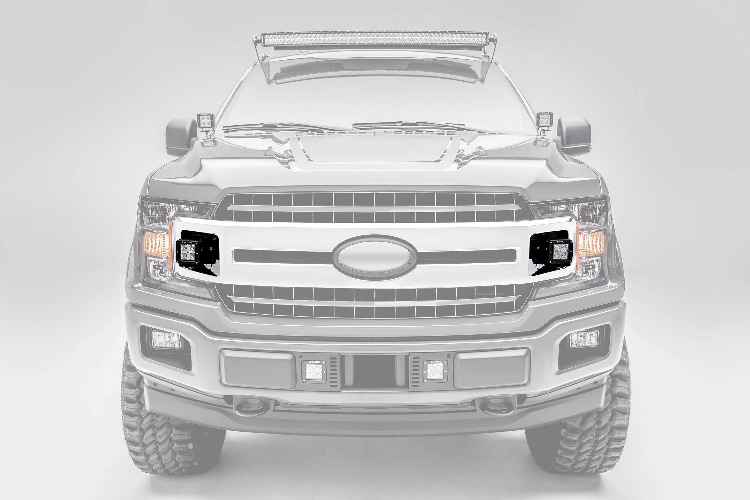 ZROADZ OFF ROAD PRODUCTS - 2018-2020 Ford F-150 XLT, Sport, Super Crew OEM Grille LED Kit with (2) 3 Inch LED Pod Lights - PN# Z415751-KIT On Sale - Image 1