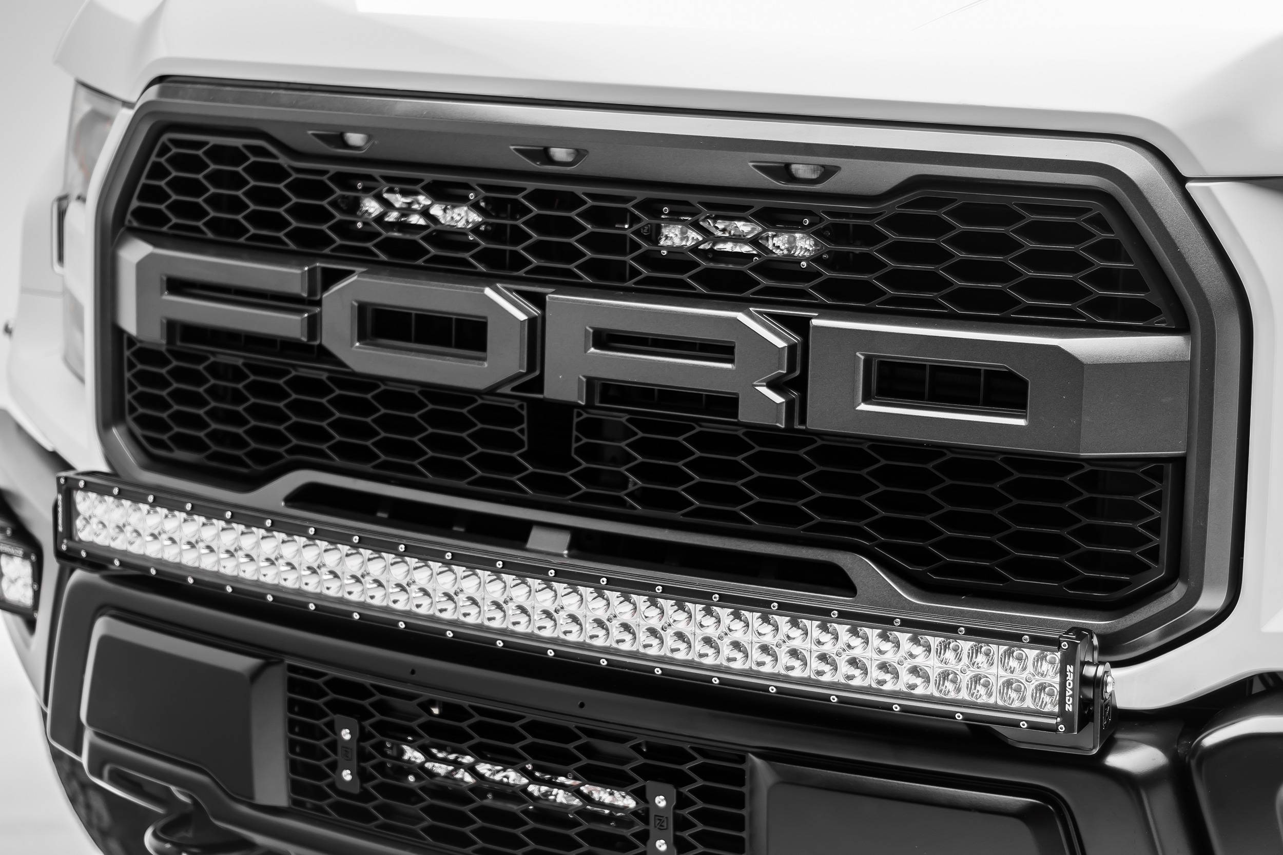 ZROADZ OFF ROAD PRODUCTS - 2017-2021 Ford F-150 Raptor OEM Grille LED Kit with (2) 6 Inch LED Single Row Light Bars HIDDEN BEHIND GRILLE - PN #Z415651-KIT On Sale - Image 1