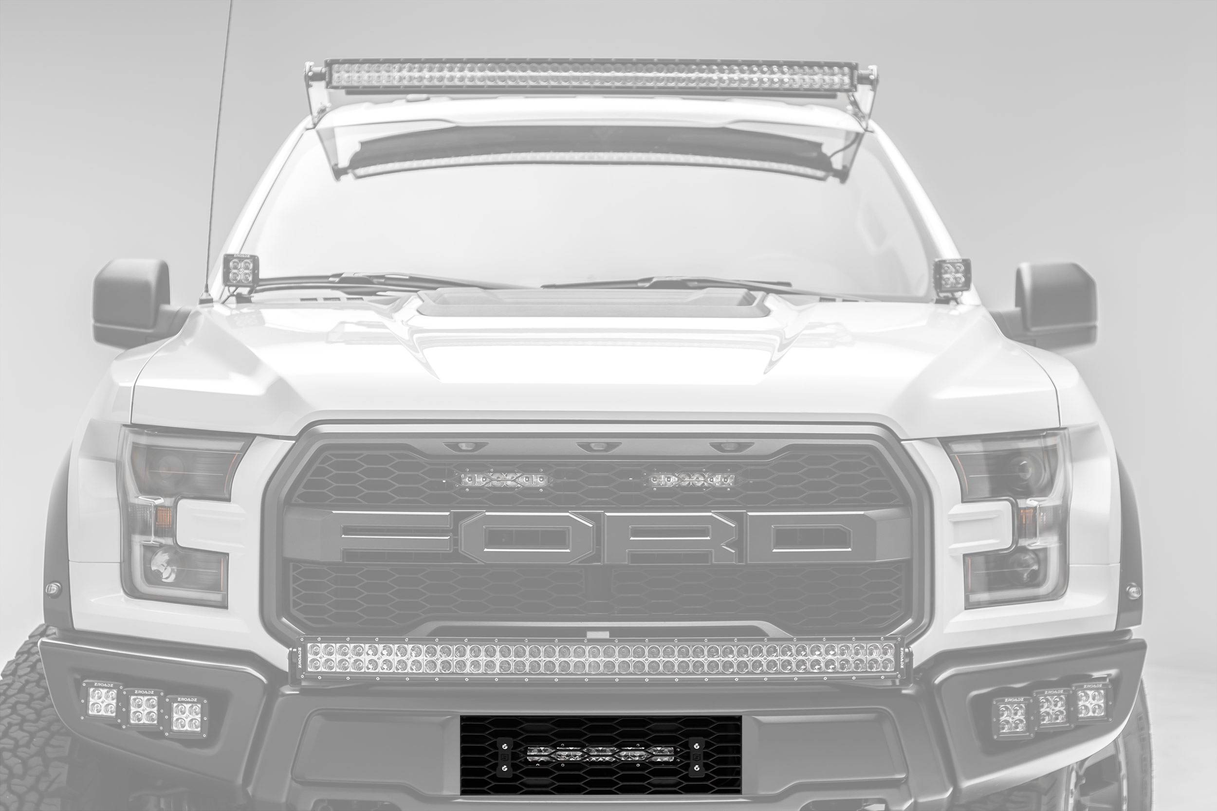 ZROADZ OFF ROAD PRODUCTS - 2017-2021 Ford F-150 Raptor OEM Bumper Grille LED Kit with 10 Inch LED Single Row Slim Light Bar - PN #Z415661-KIT On Sale - Image 1