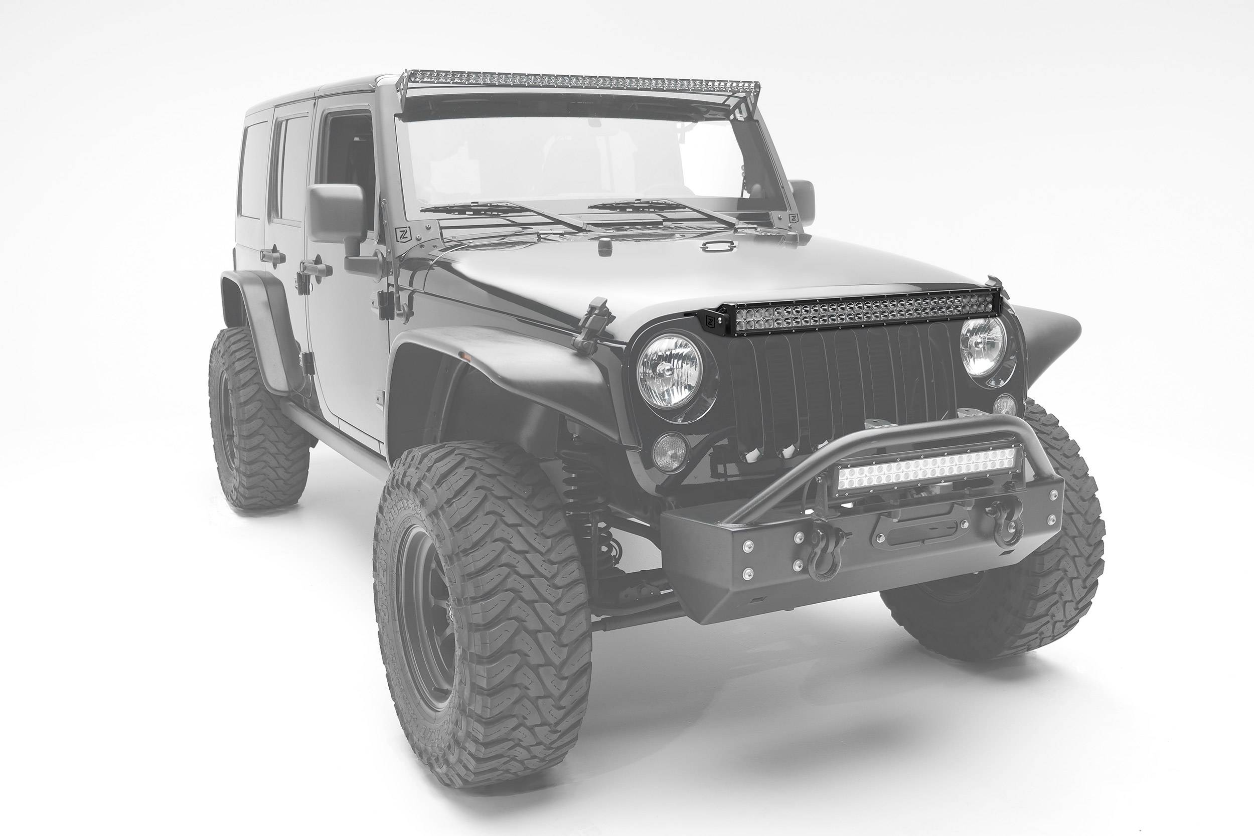 ZROADZ OFF ROAD PRODUCTS - 2007-2018 Jeep JK Above Grille LED Bracket to mount 30 Inch Dual Row LED Light Bar - PN #Z344821 - On Sale - Image 1