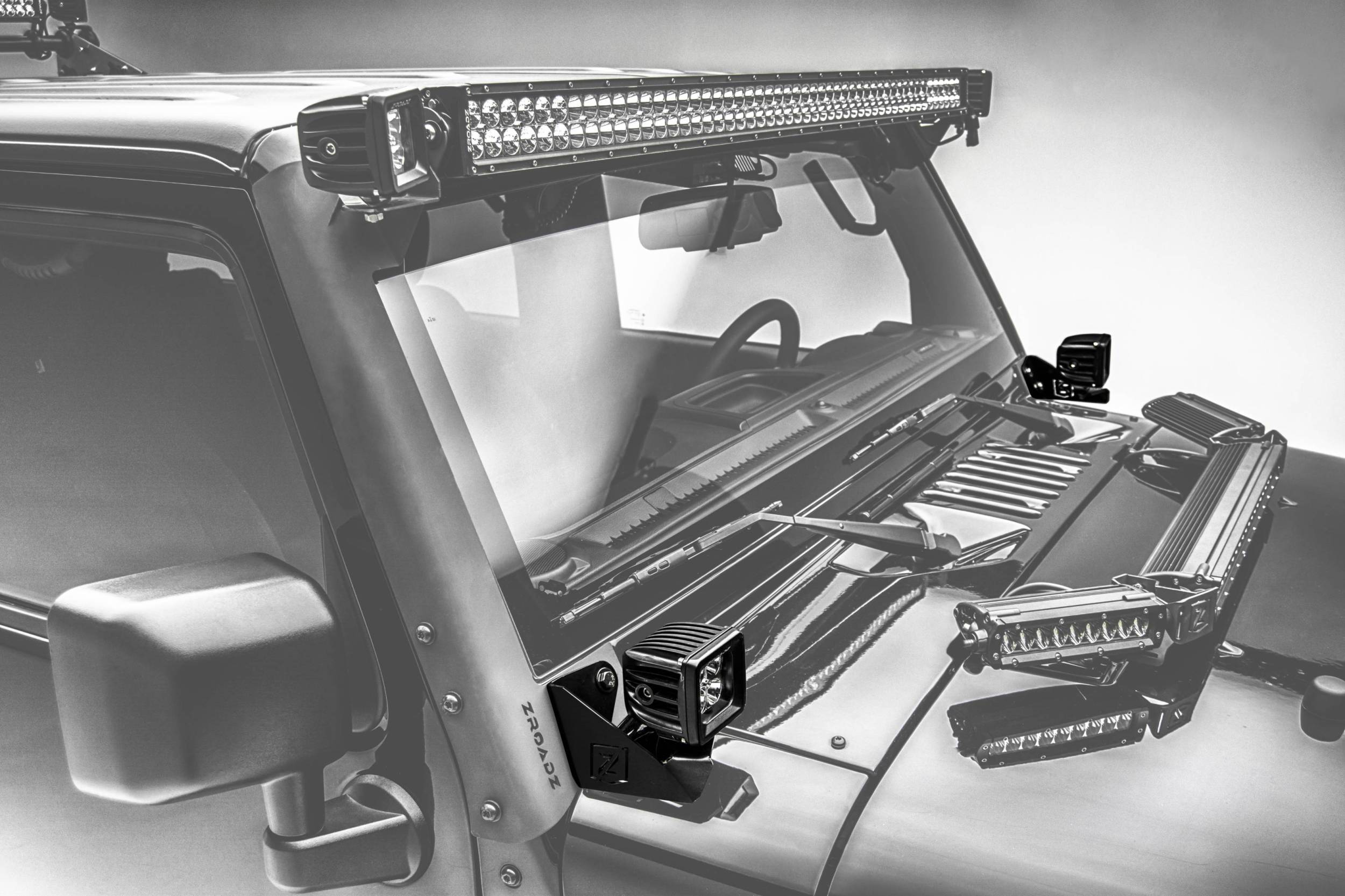 ZROADZ OFF ROAD PRODUCTS - 2007-2018 Jeep JK Lower A Pillar LED Bracket to mount (2) 3 Inch LED Pod Lights - PN #Z374814 - Image 1