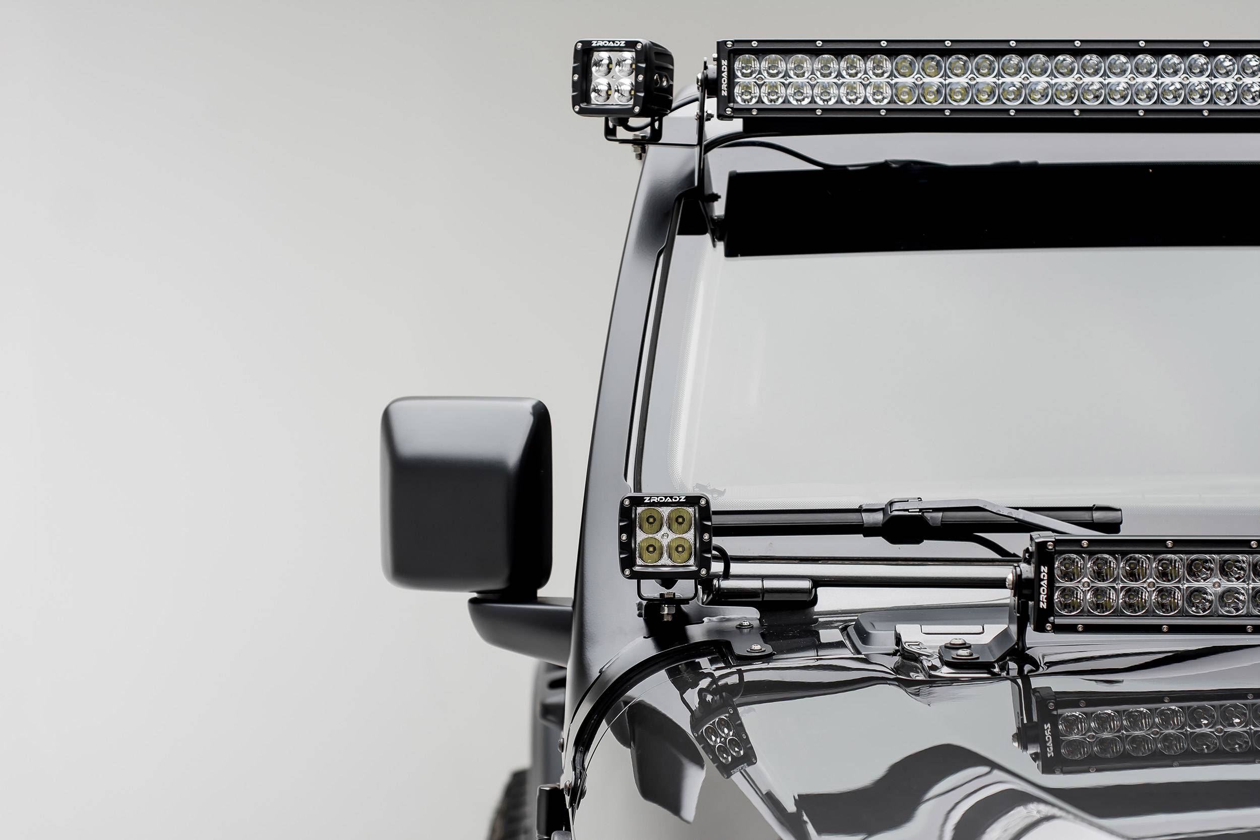 ZROADZ OFF ROAD PRODUCTS - 2018-2026 Jeep JL/2019-2026 Gladiator Front Roof LED Kit with (1) 50 Inch LED Straight Double Row Light Bar and (2) 3 Inch LED Pod Lights - PN #Z374831-KIT2 - Image 1