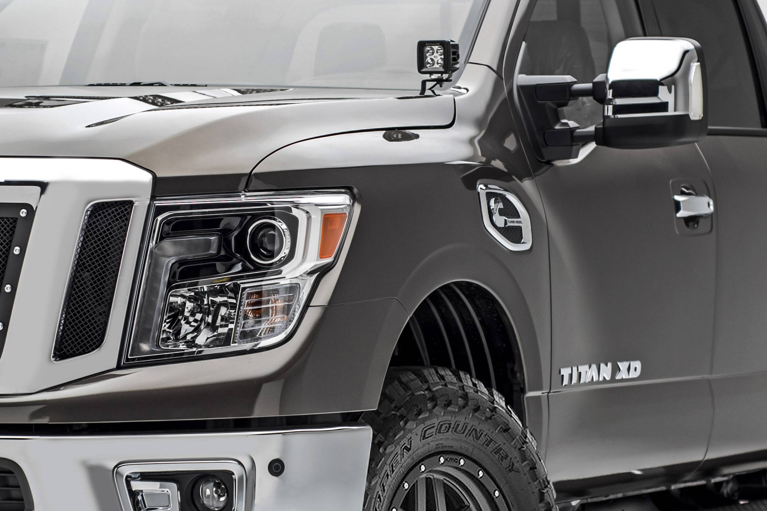 ZROADZ OFF ROAD PRODUCTS - 2016-2019 Nissan Titan Hood Hinge LED Kit with (2) 3 Inch LED Pod Lights - PN #Z367581-KIT2 - Image 1