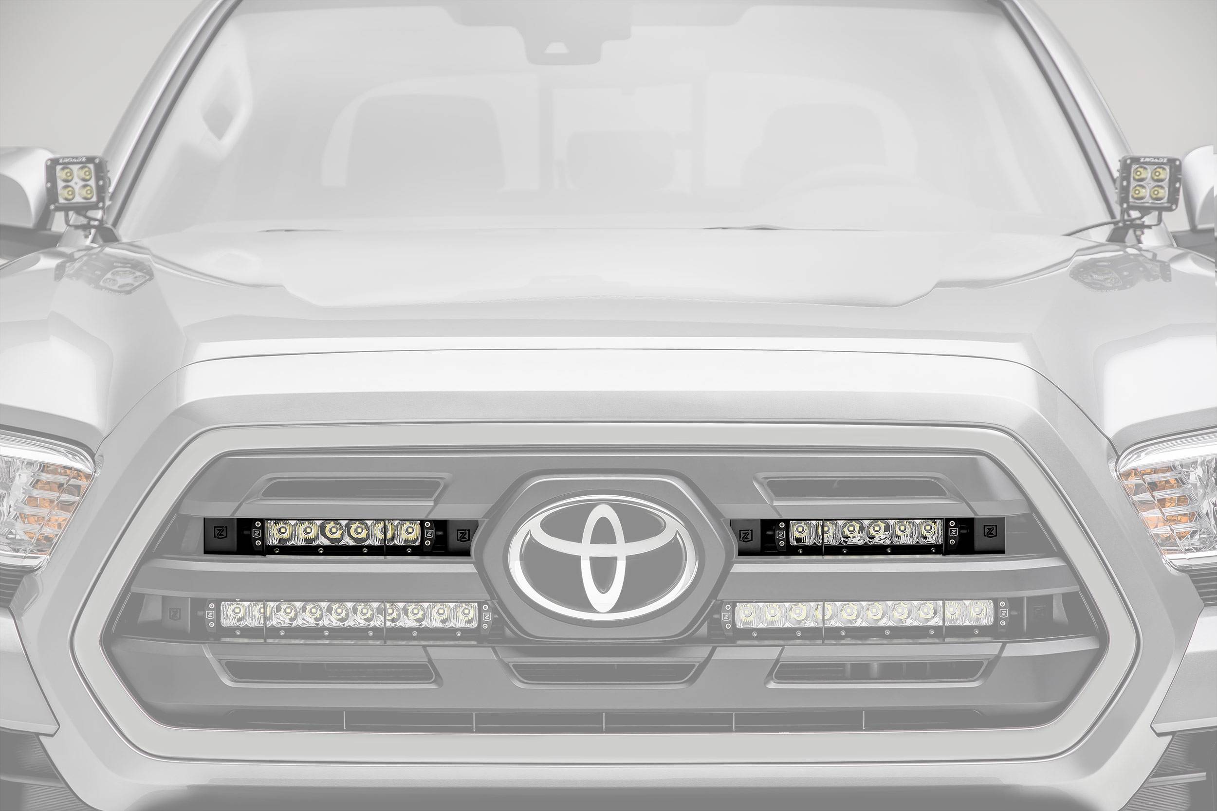 ZROADZ OFF ROAD PRODUCTS - 2018-2019 Toyota Tacoma OEM Grille LED Kit with (2) 6 Inch LED Straight Single Row Slim Light Bars - PN #Z419511-KIT - On Sale -Blow Out - Image 1
