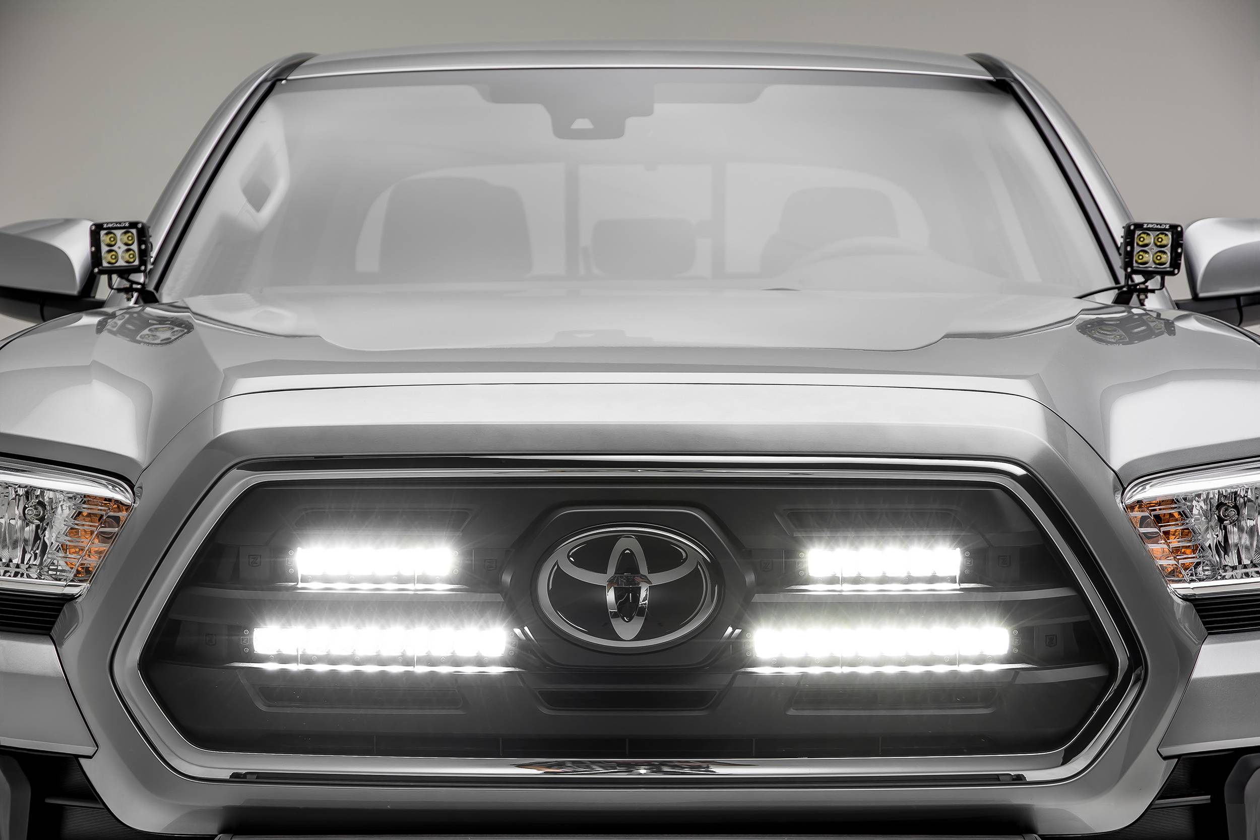 ZROADZ OFF ROAD PRODUCTS - 2018-2019 Toyota Tacoma OEM Grille LED Kit with (2) 6 Inch and (2) 10 Inch LED Straight Single Row Slim Light Bars - PN #Z419711-KIT - On Sae - Blow Out - Image 1