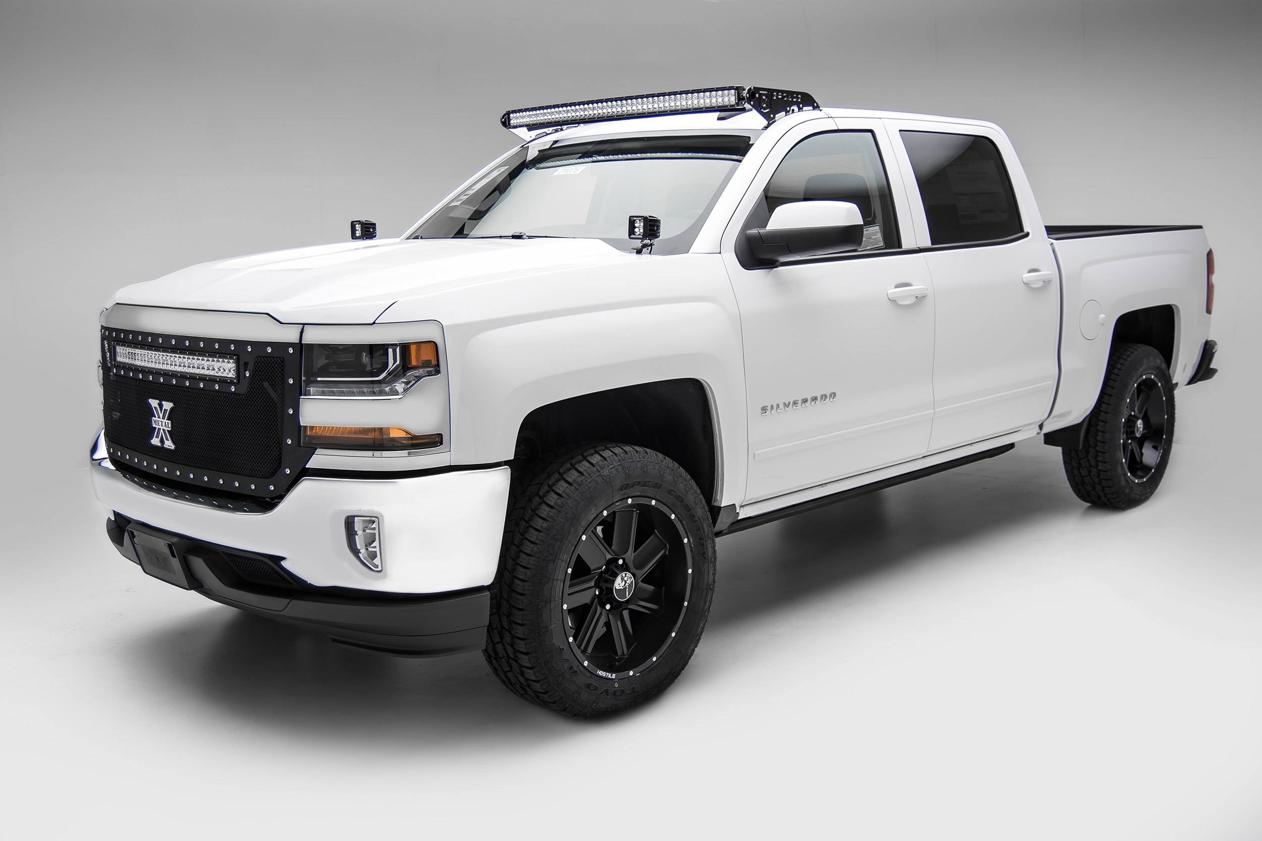 ZROADZ OFF ROAD PRODUCTS - Silverado, Sierra Front Roof LED Kit with (1) 50 Inch LED Curved Double Row Light Bar - PN #Z332281-KIT-C - Image 1