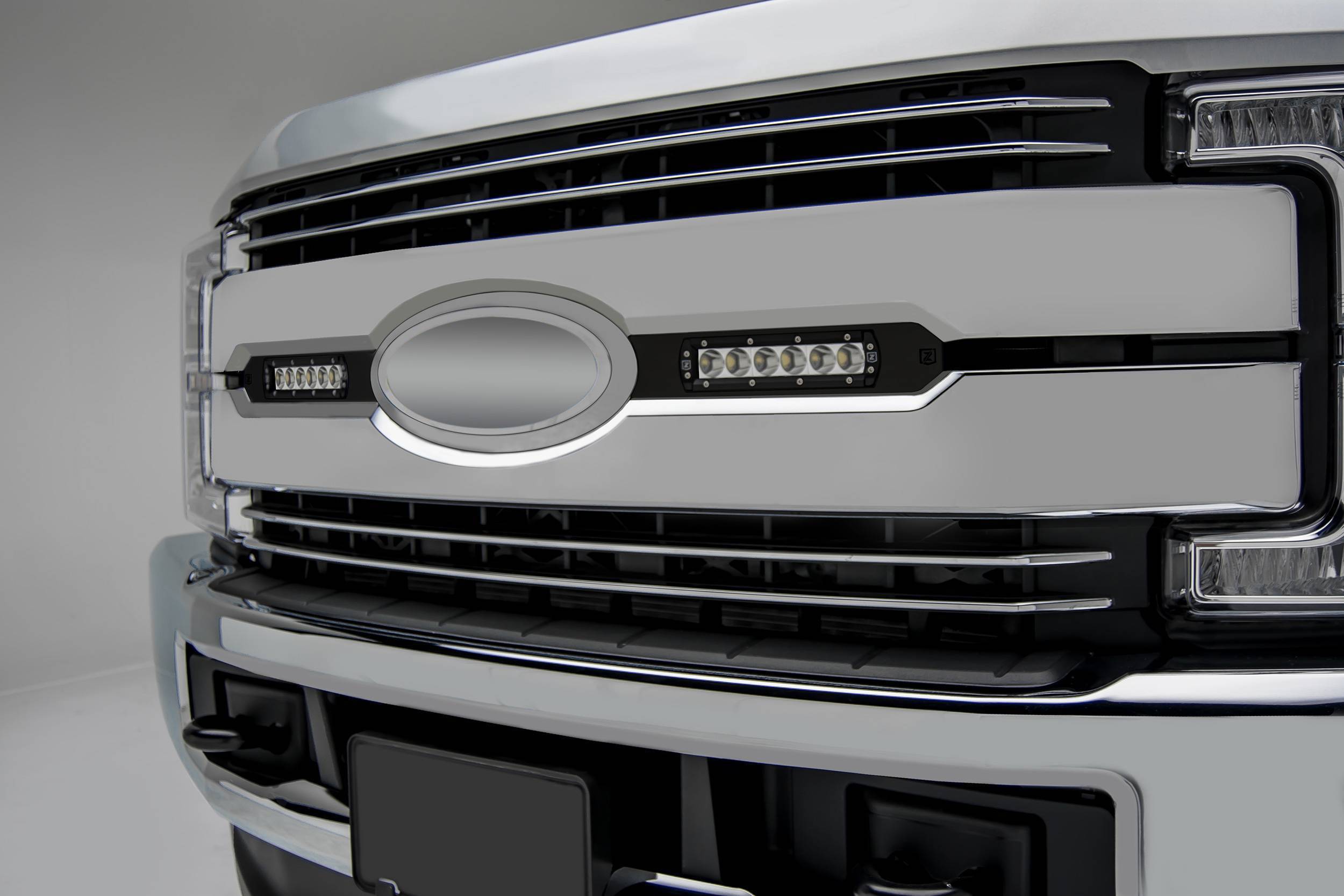 ZROADZ OFF ROAD PRODUCTS - 2017-2019 Ford Super Duty Lariat, King Ranch OEM Grille LED Kit, Black with (2) 6 Inch LED Straight Single Row Slim Light Bars - PN #Z415471-KIT - Image 1