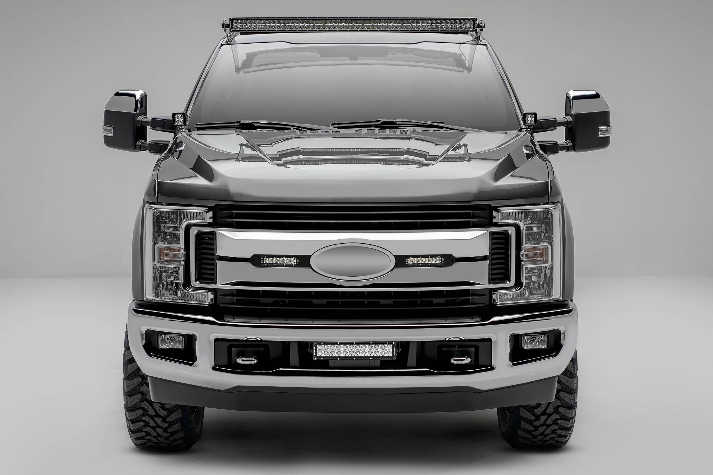 ZROADZ OFF ROAD PRODUCTS - 2017-2019 Ford Super Duty XLT, XL STX OEM Grille LED Kit with (2) 6 Inch LED Straight Single Row Slim Light Bars, Black - PN #Z415571-KIT - Image 1