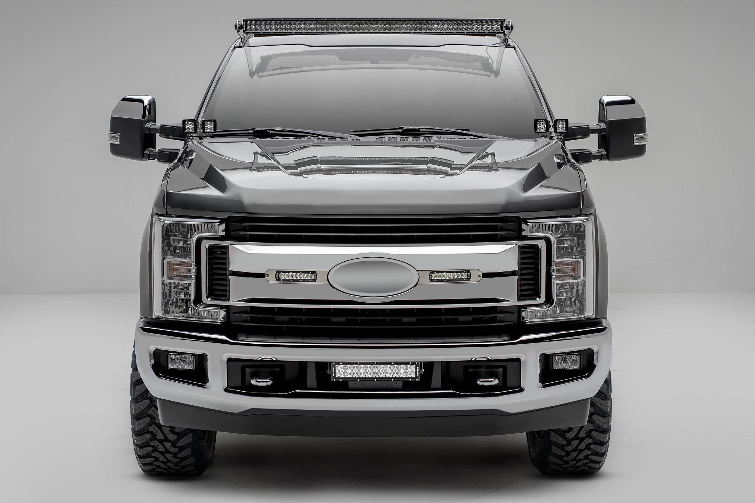 ZROADZ OFF ROAD PRODUCTS - 2017-2019 Ford Super Duty XLT, XL STX OEM Grille LED Kit with (2) 6 Inch LED Straight Single Row Slim Light Bars, Brushed - PN #Z415573-KIT On Sale - Image 1