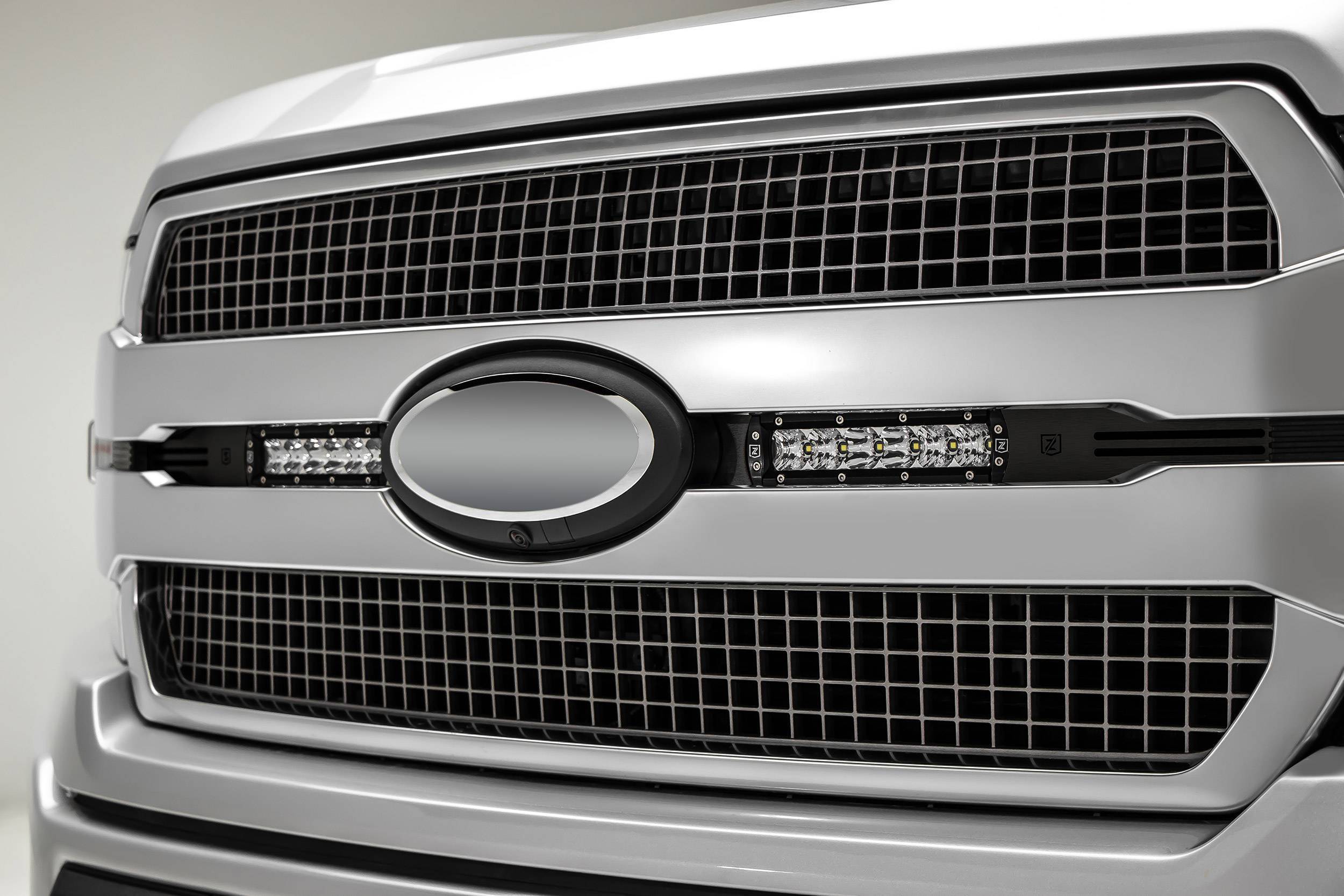 ZROADZ OFF ROAD PRODUCTS - 2018-2020 Ford F-150 Platinum OEM Grille LED Kit with (2) 6 Inch LED Straight Single Row Slim Light Bars - Black Frame - PN# Z415581-KIT - Image 1