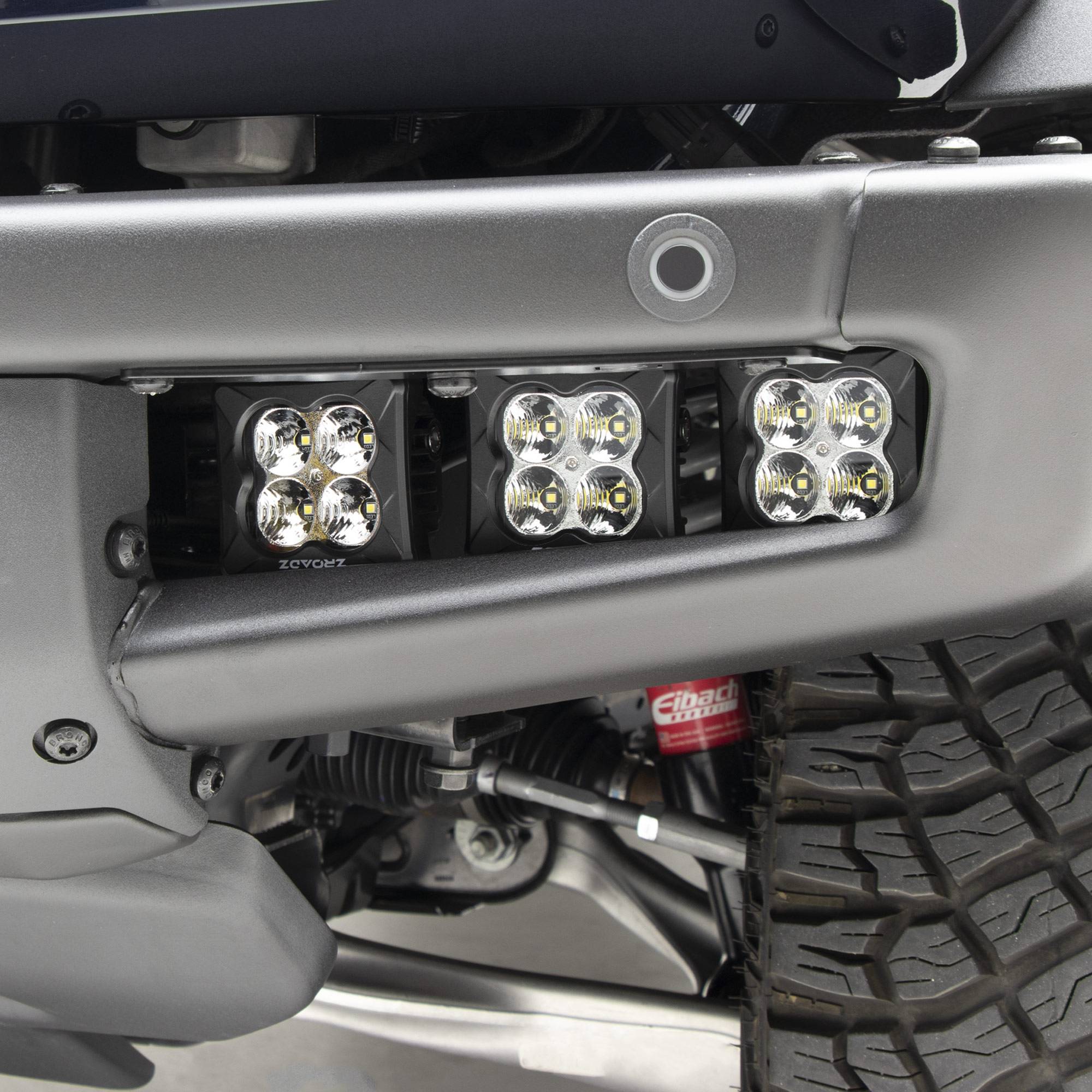 ZROADZ OFF ROAD PRODUCTS - 2021-2026 Ford Bronco Front Bumper OEM Fog LED Bracket to mount (6) 3 Inch ZROADZ or similar style LED Pod Lights- PN #Z325401 - Image 1