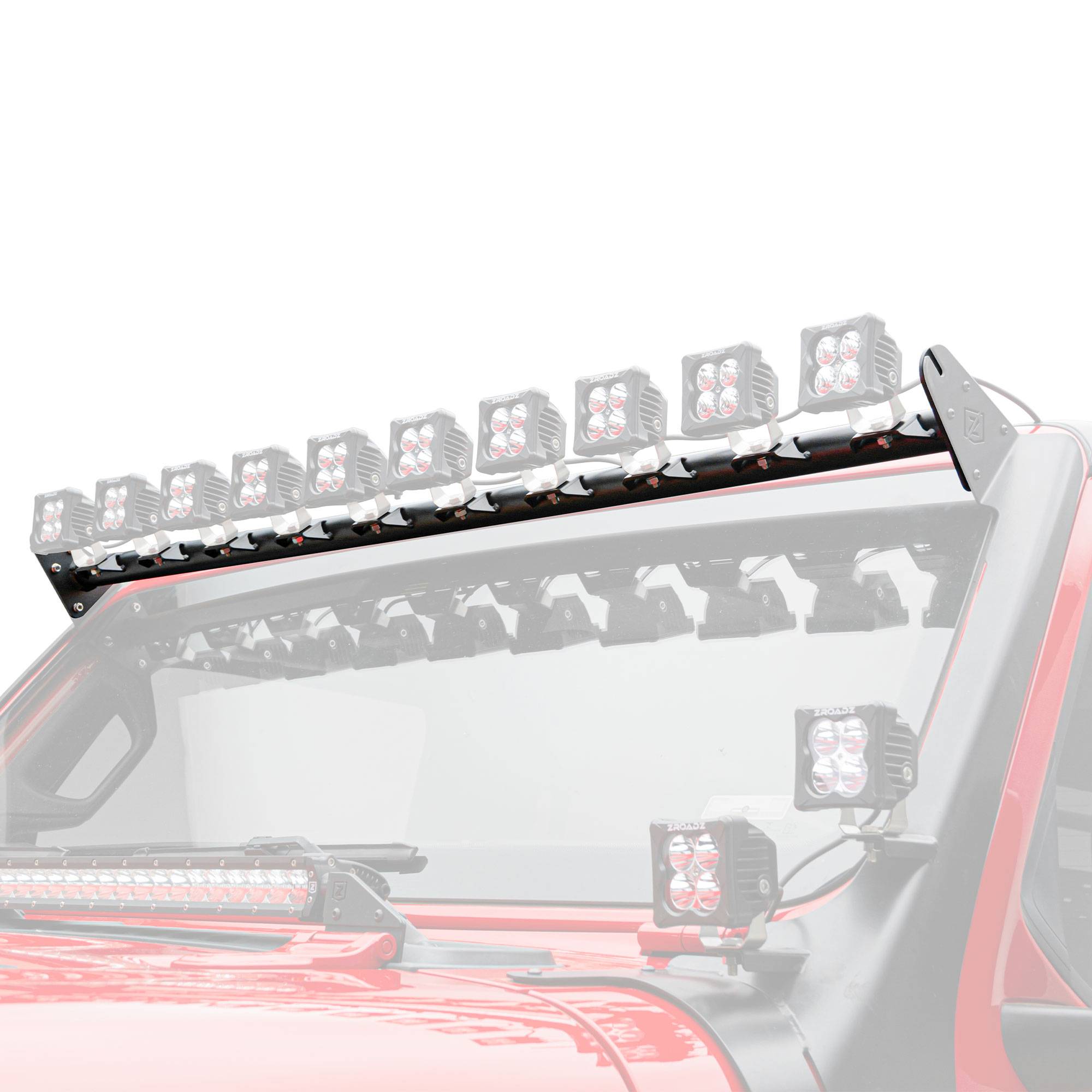 ZROADZ OFF ROAD PRODUCTS - 2018-2026 Jeep JL/2019-2026 Gladiator, Multi-LED Roof Cross Bar ONLY, Holds (10) 3-Inch ZROADZ Lights Pods, (Not Included) - Part # Z934831 - Image 1