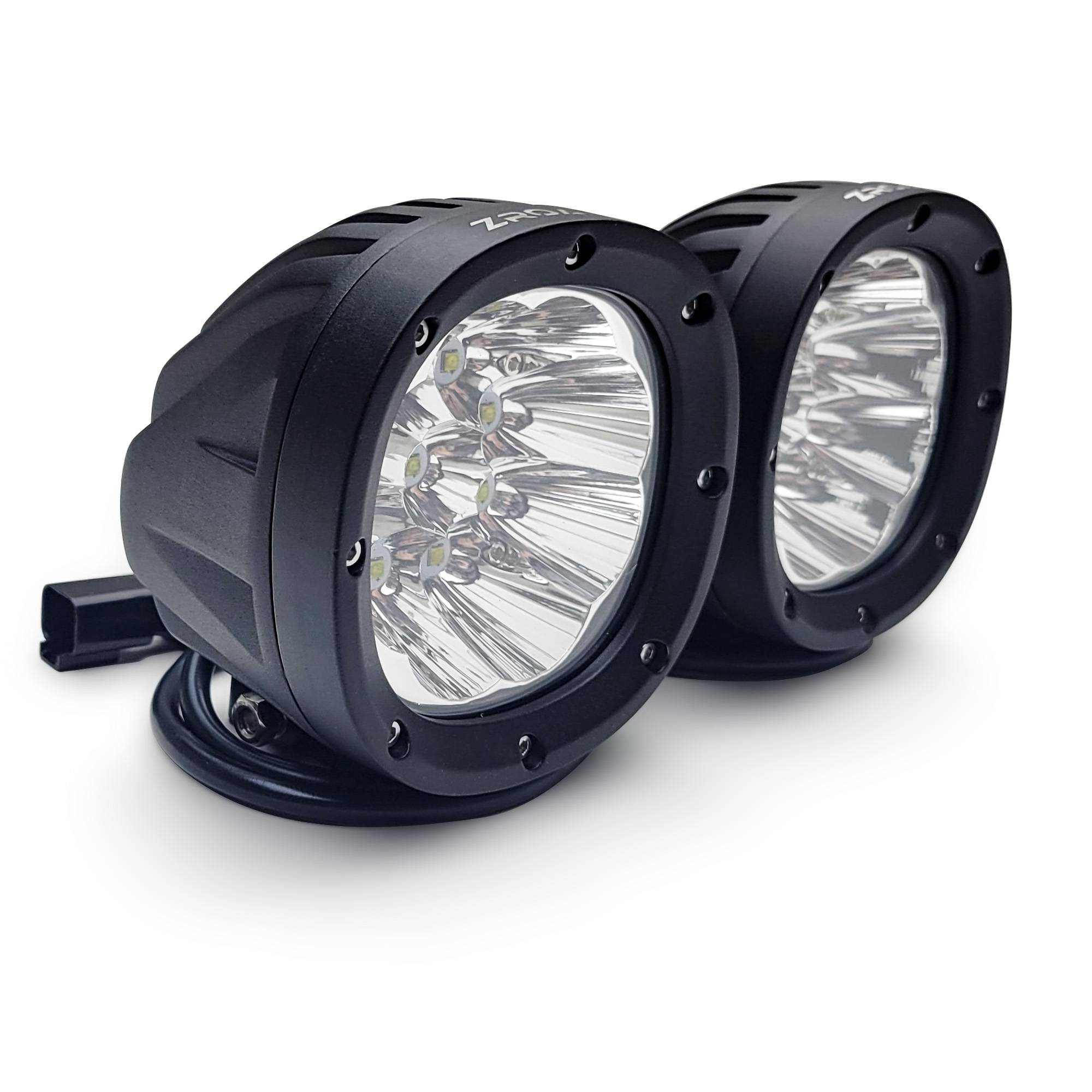 T-REX GRILLES - ZROADZ 4-Inch Round WHITE LED Light KIT, Includes (2) White LED Lights & Universal Harness - Part # Z3090WRD-KIT - Image 1