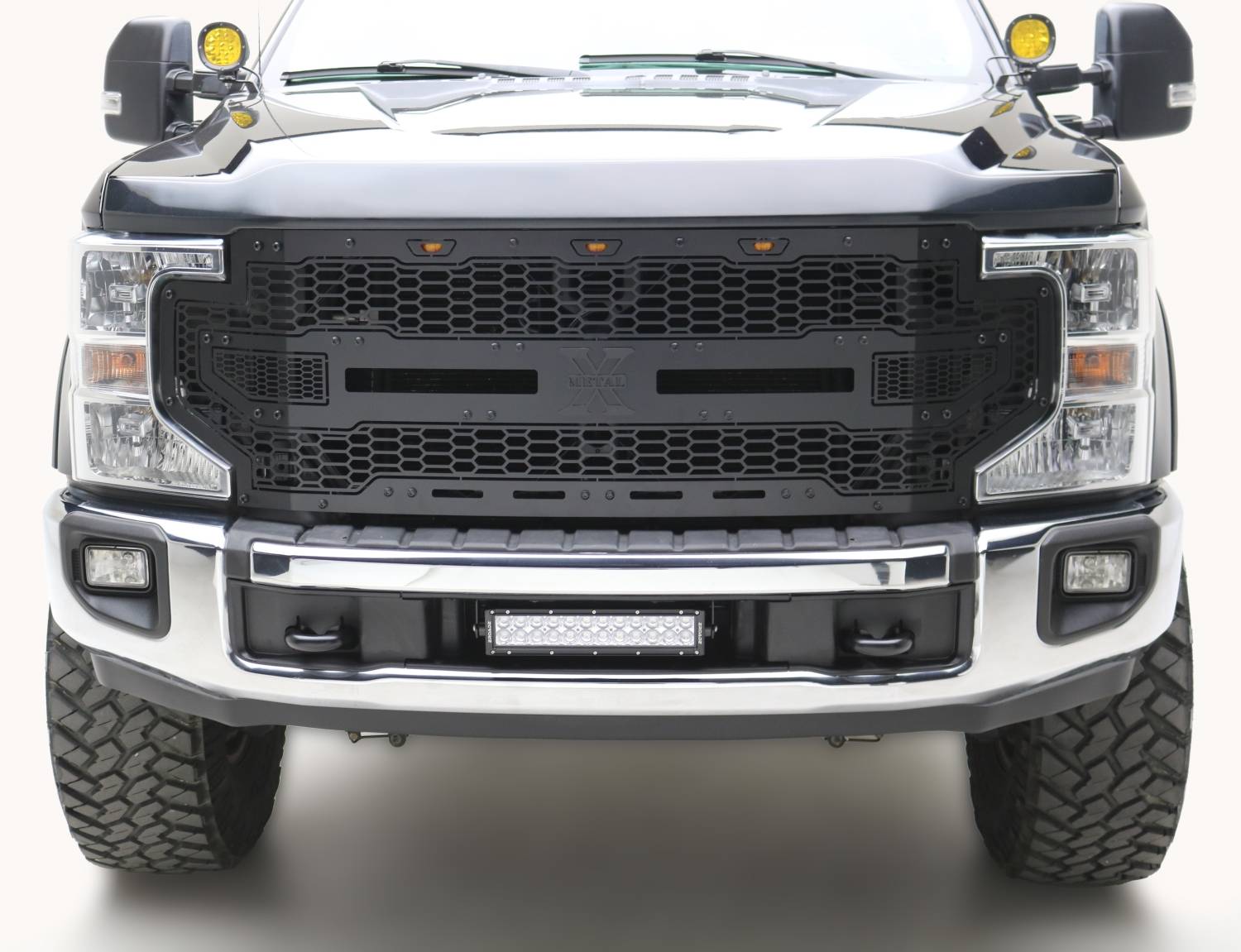 ZROADZ OFF ROAD PRODUCTS - 2020-2022 Ford Super Duty Front Bumper Center LED Kit with (1) 12 Inch LED Straight Double Row Light Bar - PN #Z325571-KIT - Image 1