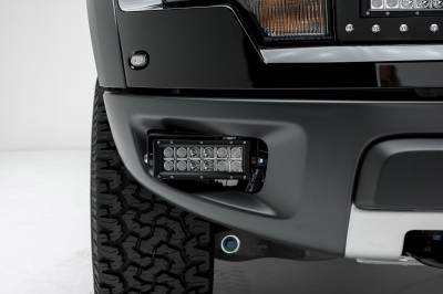 2010-2014 Ford F-150 Raptor Front Bumper OEM Fog LED Kit with (2) 6 Inch LED Straight Double Row Light Bars - PN #Z325651-KIT
