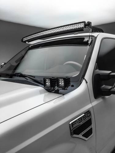 2011-2016 Ford Super Duty Hood Hinge LED Bracket to mount (4) 3 Inch LED Pod Lights - PN #Z365462