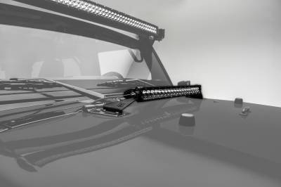2007-2018 Jeep JK Hood Hinge LED Kit with (1) 20 Inch LED Straight Single Row Slim Light Bar - PN #Z344811-KIT