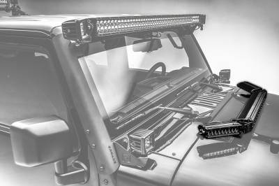 2007-2018 Jeep JK Hood Hinge LED Kit with (1) 20 Inch and (2) 6 Inch LED Single Row Slim Light Bars - PN #Z344813-KIT