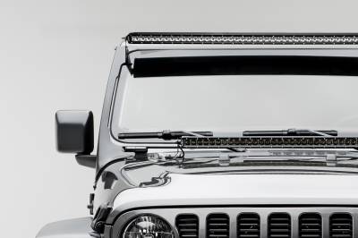 2019-2026 Jeep JL, Gladiator Front Roof LED Kit with (1) 50 Inch LED Straight Single Row Slim Light Bar - Part # Z374831-KITS (On Sale)