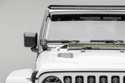 2018-2026 Jeep JL/2019-2026 Gladiator Front Roof LED Kit with (1) 50 Inch LED Straight Single Row Slim Light Bar and (2) 3 Inch LED Pod Lights - PN #Z374831-KIT2S