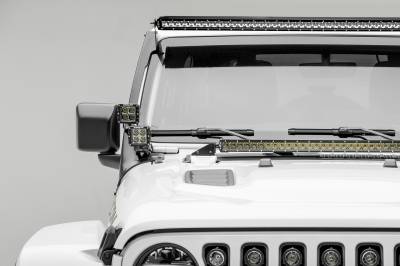2018-2026 Jeep JL/2019-2026 Gladiator Front Roof LED Kit with (1) 50 Inch LED Straight Single Row Slim Light Bar and (4) 3 Inch LED Pod Lights - PN - On Sale #Z374831-KIT4S