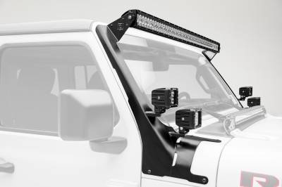 2018-2026 Jeep JL/2019-2026 Gladiator Front Roof LED Kit with (1) 50 Inch LED Straight Double Row Light Bar and (4) 3 Inch LED Pod Lights - PN #Z374831-KIT4