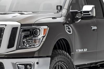 2016-2019 Nissan Titan Hood Hinge LED Bracket to mount (2) 3 Inch LED Pod Lights - PN #Z367581