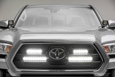 2018-2019 Toyota Tacoma OEM Grille LED Kit with (2) 6 Inch and (2) 10 Inch LED Straight Single Row Slim Light Bars - PN #Z419711-KIT - On Sae - Blow Out