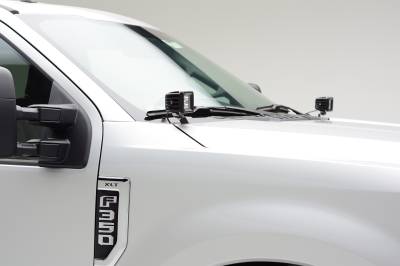 2017-2019 Ford Super Duty Hood Hinge LED Kit with (2) 3 Inch Amber LED Pod Lights - Part # Z365471-KIT2A