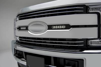 2017-2019 Ford Super Duty Lariat, King Ranch OEM Grille LED Kit, Black with (2) 6 Inch LED Straight Single Row Slim Light Bars - PN #Z415471-KIT