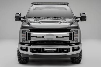 2017-2019 Ford Super Duty XLT, XL STX OEM Grille LED Kit with (2) 6 Inch LED Straight Single Row Slim Light Bars, Black - PN #Z415571-KIT