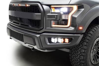 2017-2020 Ford F-150 Raptor Front Bumper OEM Fog Amber LED Kit with (2) 3 Inch Amber LED Pod Lights and (4) 3 Inch White LED Pod Lights- PN #Z325672-KIT