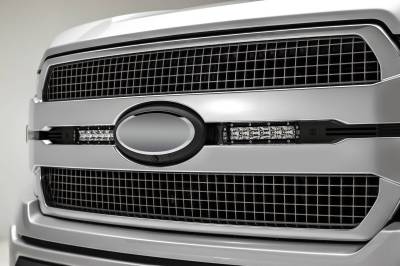 2018-2020 Ford F-150 Platinum OEM Grille LED Kit with (2) 6 Inch LED Straight Single Row Slim Light Bars - Black Frame - PN# Z415581-KIT