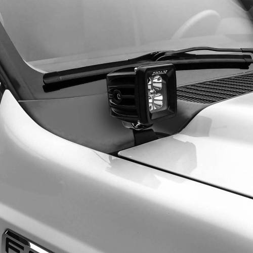 2011-2016 Ford Super Duty Hood Hinge LED Bracket to mount (2) 3 Inch LED Pod Lights - PN #Z365461
