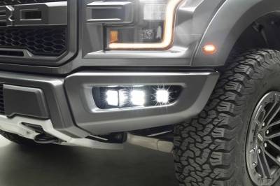2017-2020 Ford F-150 Raptor Front Bumper OEM Fog LED Kit with (6) 3 Inch White LED Pod Lights - PN #Z325652-KIT