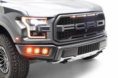 2017-2020 Ford F-150 Raptor Front Bumper OEM Fog Amber LED Kit with (6) 3 Inch Amber LED Pod Lights - PN #Z325673-KIT