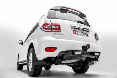 2010-2017 Nissan Patrol Y62 Rear Bumper Above Rear Bumper Steps for Roof reach - with 2 6 inch LED light Option. Price without LED $300 (call us to buy it) - Price shown includes LED and Wiring Harness - On Sale - Part # Z387871-KIT