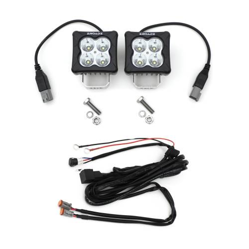 3 inch ZROADZ LED Light Pod Kit, G2 Series, Bright White, Flood Beam, 2 Piece With Wiring Harness - PN #Z30BC20W-D3F-K
