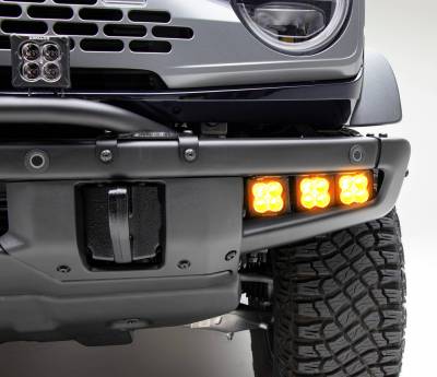 2021-2026 Ford Bronco Front Bumper OEM Fog LED Kit with (6) 3 Inch Amber LED Pod Lights - PN #Z325401-KITA