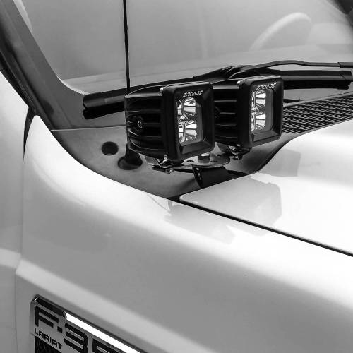 2008-2010 Ford Super Duty Hood Hinge LED Kit with (4) 3 Inch LED Pod Lights - PN #Z365631-KIT4