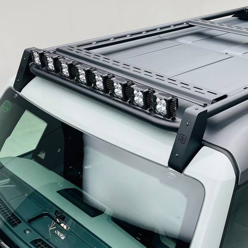 2021-2026 Ford Bronco Roof Rack, 2 Door with (8) 3 Inch LED Pods and (1) 30 Inch Single Row Slim Light Bar - PN #Z845421