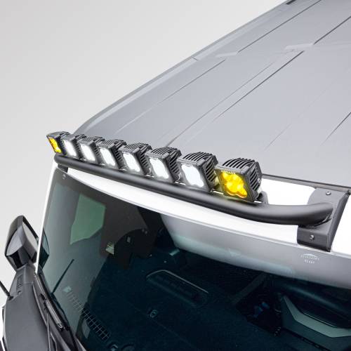 2021-2026 Ford Bronco Front Roof Multiple LED Pods KIT, Tubular Mounting Bar with White and Amber Pods and Wiring Harness - Part # Z935401-KITAW