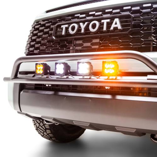 2014-2021 Toyota Tundra Front Bumper LED Kit with (2) 3 Inch Amber and (2) White ZROADZ LED Pod Lights - Part # Z329661-KITAW