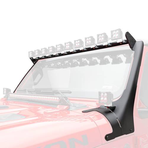 2018-2026 Jeep JL/2019-2026 Gladiator, Multi-LED Roof Cross Bar and 2-Pod A-Pillar Brackets ONLY, Holds (12) 3-Inch ZROADZ Light Pods, (Not Included) - Part # Z934931-BK2