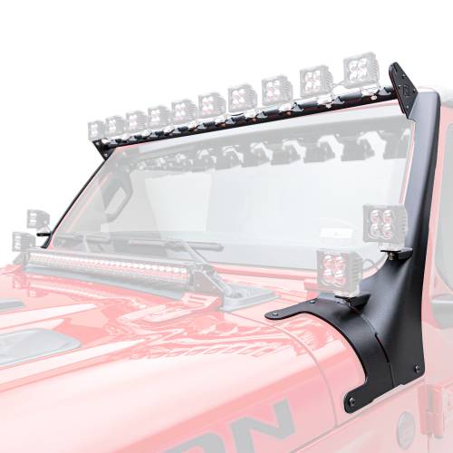 2018-2026 Jeep JL/2019-2026 Gladiator, Multi-LED Roof Cross Bar and 4-Pod A-Pillar Brackets ONLY, Holds (14) 3-Inch ZROADZ Light Pods, (Not Included) - Part # Z934931-BK4
