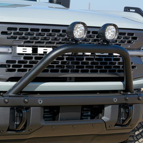 2021-2026 Ford Bronco Prerunner Baja Bar (Standard Hoop) LED Kit Includes (2) 4 inch Round White ZROADZ LED Pod Lights - Part # Z325441-KIT
